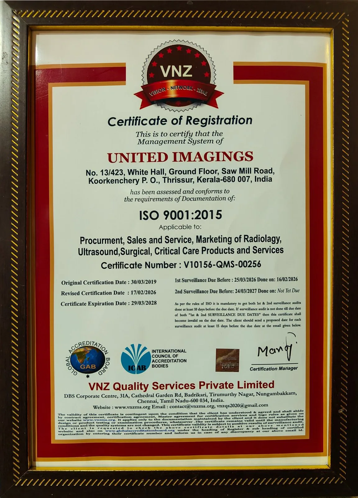 ISO 9001 Certificate — United Imagings